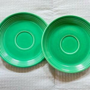 Fiesta Green Ceramic ribbed saucers  (2)